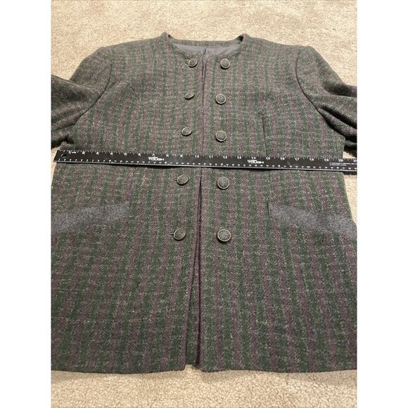 VTG CORE PLAY Women's Wool Double Breasted Gray Checked Jacket Military SZ 12 - Picture 8 of 12